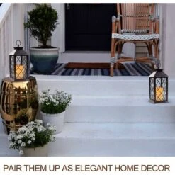 Confezione Da 2 Lanterne A Candela Vintage Da 35,6 Cm Con Candela Senza Fiamma A LED Tremolante (nero) - Lanterna A Candela A Energia Solare Per Esterni - Lanterna Decorativa Da Giardino Sospesa - Lan 9 Confezione Da 2 Lanterne A Candela Vintage Da 35,6 Cm Con Candela Senza Fiamma A LED Tremolante (nero) - Lanterna A Candela A Energia Solare Per Esterni - Lanterna Decorativa Da Giardino Sospesa - Lan -Vendite VIDAXL || LEDVANCE || STEINEL 63843783 5