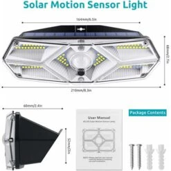 RHAFAYRE Luci Solari 104LED Luci Di Sicurezza Con Sensore Di Movimento Con Luci Solari Impermeabili Luci Esterne Per Giardino, Recinzione, Patio, Cortile, Passerella, Vialetto, Scale Bianco Freddo (1 -Vendite VIDAXL || LEDVANCE || STEINEL 65490286 5