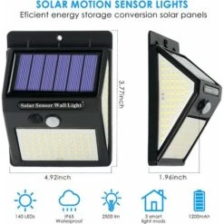 RHAFAYRE Luci Solari Per Esterni, 140 LED Lampade Da Parete Con Sensore Di Movimento Con Angolo Di 270°, 3 Modalità Di Illuminazione IP65 Luci Di Sicurezza Solari Impermeabili Per Garage, Recinzione, -Vendite VIDAXL || LEDVANCE || STEINEL 65490340 3