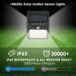 RHAFAYRE Luci Solari Per Esterni, 140 LED Lampade Da Parete Con Sensore Di Movimento Con Angolo Di 270°, 3 Modalità Di Illuminazione IP65 Luci Di Sicurezza Solari Impermeabili Per Garage, Recinzione, -Vendite VIDAXL || LEDVANCE || STEINEL 65490340 4