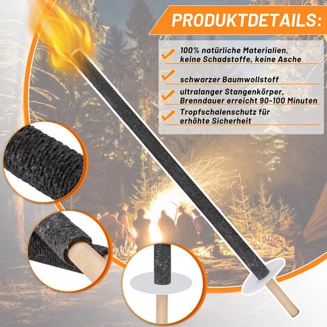 Randaco Torce Torchlight Torce Da Giardino Di Alta Qualità Torce Professionali A Cera Deco 90 Min 20x 5 Randaco Torce Torchlight Torce Da Giardino Di Alta Qualità Torce Professionali A Cera Deco 90 Min 20x - immagine 5