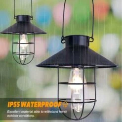 Lanterna Solare Sospesa Con Gancio, Luce Solare LED Vintage Con Gabbia In Acciaio Bianco Caldo, Lanterna Solare Impermeabile Per Giardino, Cortile, Patio, Recinzione, Decorazione - Nero -Vendite VIDAXL || LEDVANCE || STEINEL 66561890 3