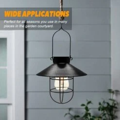 Lanterna Solare Sospesa Con Gancio, Luce Solare LED Vintage Con Gabbia In Acciaio Bianco Caldo, Lanterna Solare Impermeabile Per Giardino, Cortile, Patio, Recinzione, Decorazione - Nero -Vendite VIDAXL || LEDVANCE || STEINEL 66561890 4