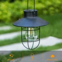 Lanterna Solare Sospesa Con Gancio, Luce Solare LED Vintage Con Gabbia In Acciaio Bianco Caldo, Lanterna Solare Impermeabile Per Giardino, Cortile, Patio, Recinzione, Decorazione - Nero -Vendite VIDAXL || LEDVANCE || STEINEL 66561890 5