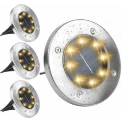 SOEKAVIA Luce Solare Da Esterno Bianco Caldo 3500K Confezione Da 4 Faretto Solare Da Incasso Impermeabile IP65 Per Vialetti, Giardino, Terrazzo, Cortile, Prato