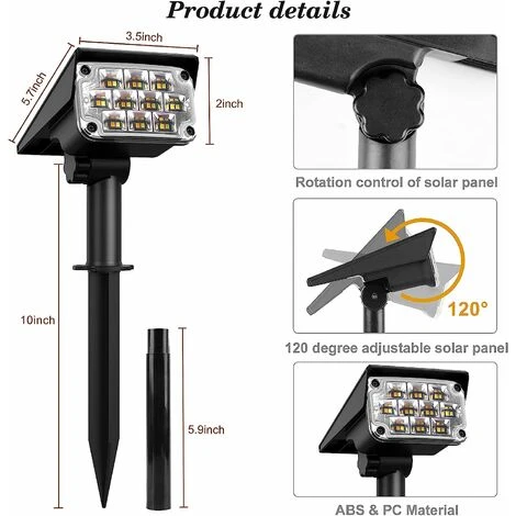 20 Luci Solari A LED 3000K-6000K Luci Solari Per Esterni Luci Solari Da Giardino Con IP65 Faretto Solare Senza Fili Impermeabile Faretto Solare Faretto Da Parete Illuminazione Del Percorso (1 Confezio 4 20 Luci Solari A LED 3000K-6000K Luci Solari Per Esterni Luci Solari Da Giardino Con IP65 Faretto Solare Senza Fili Impermeabile Faretto Solare Faretto Da Parete Illuminazione Del Percorso (1 Confezio - immagine 4