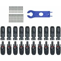 GroupM (Colis 1) Fiches Mâles Et Femelles MC4 10 Ensembles De Connecteurs Photovoltaïques Bleus