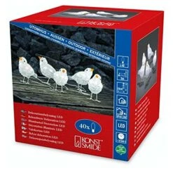 Konstsmide Lampada A LED In Acrilico, Motivo: Uccelli, Set Di 5, 40 A, Luce Bianca Calda, Trasformatore Esterno Da 24 V, Cavo Trasparente 6144-203, Bianco
