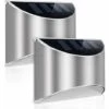 Lampada Solare Per Esterni Potente Lampada Da Parete In Acciaio Inossidabile Con Lampione A Led Impermeabile Illuminazione Di Sicurezza Per Esterni Luce Bianca Senza Fili 10x8x5,3 Cm 2 Pezzi Argento
