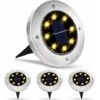 Kueatily Luce Solare Per Esterni 8 LED 4 Pezzi Proiettore Da Giardino Luce Solare Impermeabile IP65 Decorazione Per Prato Per Giardino Patio Cortile Prato (colore Caldo)