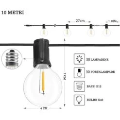 Catena Luminosa Esterno Solare Con 30 Lampadine Incluse Luce Calda 10MT Gazebi -Vendite VIDAXL || LEDVANCE || STEINEL 72638672 4