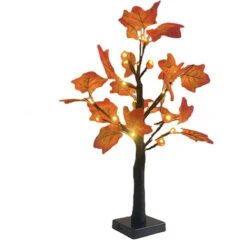 Albero Di Acero Autunnale Con 48 LED Illuminazione A Batteria Zucche Artificiali Albero Di Ghianda D'acero Per La Tavola Del Ringraziamento Autunnale Harvest Home Decorazione Per Interni