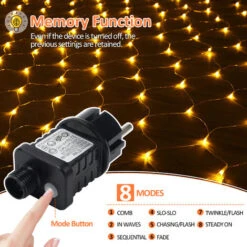 Randaco Rete Di Luci A LED, LED Catene Luminose 8 Modalità Impermeabile Energetico, Dimmerabile Per Casa GiardinoTerrazza DIY Bianco Caldo 2x2M -Vendite VIDAXL || LEDVANCE || STEINEL 74729001 4