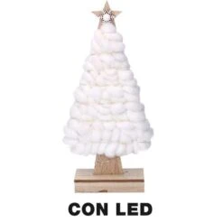 Albero Legno Tessuto Led Bianco Cm15x5h33