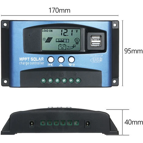 Regolatore Di Carica Solare Dual USB Regolatore Solare Smart LCD Screen MPPT Tracking 5V/2A Dual USB Output 12V/24V Identificazione Automatica (40A) 4 Regolatore Di Carica Solare Dual USB Regolatore Solare Smart LCD Screen MPPT Tracking 5V/2A Dual USB Output 12V/24V Identificazione Automatica (40A) - immagine 4