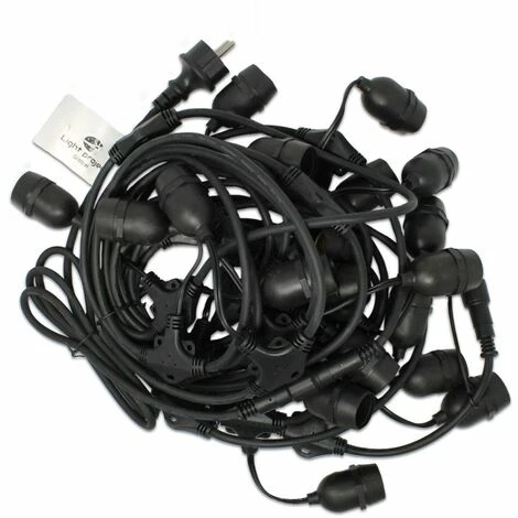 Catenaria Luminosa Americana Luci Led 10m E27 Da Esterno LPGLed Nero,230V 2 Catenaria Luminosa Americana Luci Led 10m E27 Da Esterno LPGLed Nero,230V - immagine 2