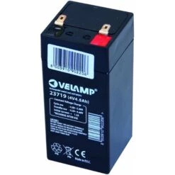 VELAMP 23719 Batteria Ricaricabile Piombo, Attacchi Faston, 4V, 4,5 Ah, Nero