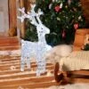 Renna Con Cristalli, 100 LED Bianco Freddo, H70 Cm, Renne Luminose Per Esterno, Decorazioni Di Natale, Luci Natalizie
