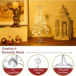 ZOLGINAH Luce Per Albero Di Natale In Metallo, Lampada Decorativa Per Albero Di Natale A LED, Decorazione Natalizia Da Tavolo In Ferro A Spirale Con Sfere Di Cristallo, Decorazione Natalizia Per Camer -Vendite VIDAXL || LEDVANCE || STEINEL 80609435 3
