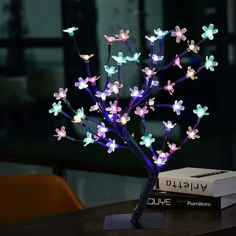ZOLGINAH LED Cherry Tree Lamp, 0.45M 48LED, Albero Luminoso A LED, Rami Neri, Per La Decorazione Domestica (multicolore) 3 ZOLGINAH LED Cherry Tree Lamp, 0.45M 48LED, Albero Luminoso A LED, Rami Neri, Per La Decorazione Domestica (multicolore) - immagine 3