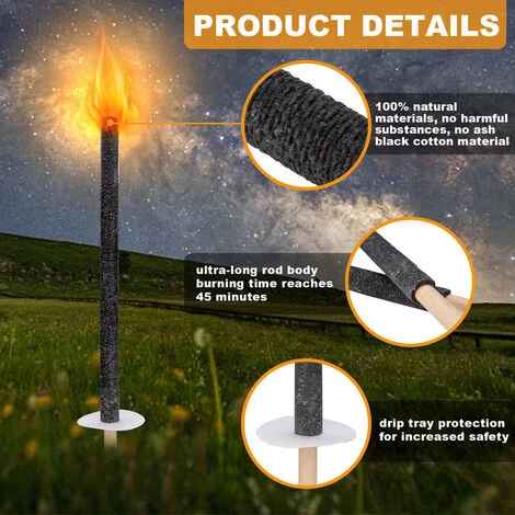 Randaco 25x Torce Da Giardino Torce Per Bambini Torce Di Cera Torce Da Giardino Torce Selezionabili Tempo Di Combustione 45 Min 5 Randaco 25x Torce Da Giardino Torce Per Bambini Torce Di Cera Torce Da Giardino Torce Selezionabili Tempo Di Combustione 45 Min - immagine 5