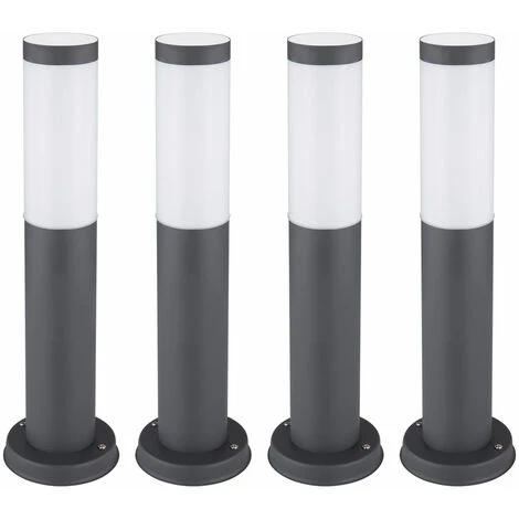Lampada Da Terra Per Esterni Con Piedistallo, Lampada Da Giardino Per Esterni In Acciaio Inossidabile A Prova Di Spruzzi D'acqua, Nero Fumé, 1x Attacco E27, PxHxL 14x50x10,2cm, Set Di 4 1 Lampada Da Terra Per Esterni Con Piedistallo, Lampada Da Giardino Per Esterni In Acciaio Inossidabile A Prova Di Spruzzi D'acqua, Nero Fumé, 1x Attacco E27, PxHxL 14x50x10,2cm, Set Di 4