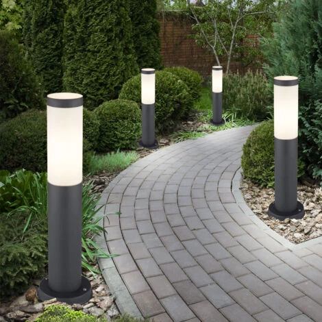 Lampada Da Terra Per Esterni Con Piedistallo, Lampada Da Giardino Per Esterni In Acciaio Inossidabile A Prova Di Spruzzi D'acqua, Nero Fumé, 1x Attacco E27, PxHxL 14x50x10,2cm, Set Di 4 3 Lampada Da Terra Per Esterni Con Piedistallo, Lampada Da Giardino Per Esterni In Acciaio Inossidabile A Prova Di Spruzzi D'acqua, Nero Fumé, 1x Attacco E27, PxHxL 14x50x10,2cm, Set Di 4 - immagine 3