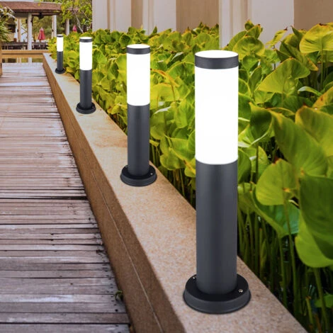 Lampada Da Terra Per Esterni Con Piedistallo, Lampada Da Giardino Per Esterni In Acciaio Inossidabile A Prova Di Spruzzi D'acqua, Nero Fumé, 1x Attacco E27, PxHxL 14x50x10,2cm, Set Di 4 5 Lampada Da Terra Per Esterni Con Piedistallo, Lampada Da Giardino Per Esterni In Acciaio Inossidabile A Prova Di Spruzzi D'acqua, Nero Fumé, 1x Attacco E27, PxHxL 14x50x10,2cm, Set Di 4 - immagine 5