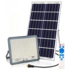 Faro A Led 800W, Pannello Solare Con Sensore Crepuscolare E Telecomando, IP 67