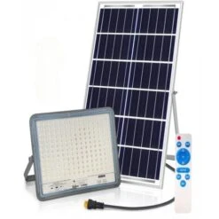 Faro A Led 600W, Pannello Solare Con Sensore Crepuscolare E Telecomando, IP 67