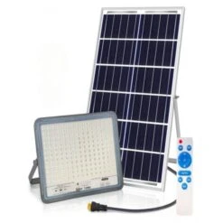 Faro A Led 400W, Pannello Solare Con Sensore Crepuscolare E Telecomando, IP 67