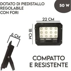 FARO LUCE LED CON PANNELLO SOLARE 50W 100W 200W 300W SENSORE CREPUSCOLARE IP66 50 -Vendite VIDAXL || LEDVANCE || STEINEL 82851164 5
