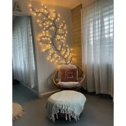 Luci Dell'albero A LED, Decorazione Della Parete Interna Luci Dell'albero In Rattan 72 Decorazioni Natalizie A LED Camera Da Letto Casa (bianco Caldo, Plug-in)