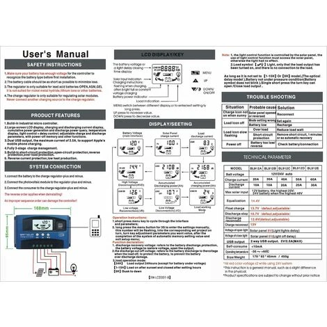 Regolatore Di Carica Solare MPPT Da 30A Display LCD Doppio USB Regolatore Di Carica Del Pannello Solare Automatico (30A) 2 Regolatore Di Carica Solare MPPT Da 30A Display LCD Doppio USB Regolatore Di Carica Del Pannello Solare Automatico (30A) - immagine 2