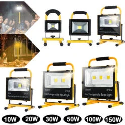 Riflettori 150W Faretto Proiettore Faro A LED A Batteria Bianco Freddo Lampada Da Lavoro Ricaricabile Portatile IP65 Impermeabile Bianco Caldo HENGMEI