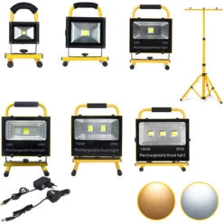 Riflettori 150W Faretto Proiettore Faro A LED A Batteria Bianco Freddo Lampada Da Lavoro Ricaricabile Portatile IP65 Impermeabile Bianco Caldo HENGMEI -Vendite VIDAXL || LEDVANCE || STEINEL 88136334 3