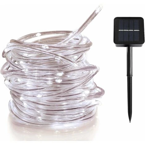 LITZEE12m 100 Led Stringa Di Luce Solare Da Giardino, Ip65 Impermeabile Led Tubo Di Luce, Stringa Di Luce Esterna, Stringa Di Luci Led Per Matrimoni, Feste E Natale, Luci Di Natale (Bianco Freddo) 1 LITZEE12m 100 Led Stringa Di Luce Solare Da Giardino, Ip65 Impermeabile Led Tubo Di Luce, Stringa Di Luce Esterna, Stringa Di Luci Led Per Matrimoni, Feste E Natale, Luci Di Natale (Bianco Freddo)