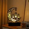 Lampada A LED In Legno Decorazione Ramadan Luna Crescente Luci Stellari Musulmano Islam Eid Ramadan Festival Decorazioni Luce Notturna Luna Crescente Per Feste, Casa E Regali (C) (batteria Non Inclusa