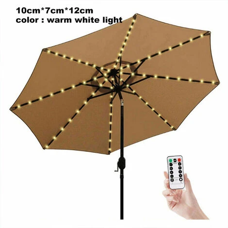 Luci A Corda Per Ombrellone A Batteria, Telecomando A 8 Modalità Per Spiaggia, Campeggio, Bianco Caldo 2 Luci A Corda Per Ombrellone A Batteria, Telecomando A 8 Modalità Per Spiaggia, Campeggio, Bianco Caldo - immagine 2