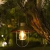 Lanterna Solare Da Appendere Con Gancio Luce Solare A LED Vintage Con Gabbia In Acciaio Bianco Caldo Decorazione Impermeabile Per Recinzione Del Cortile Del Giardino - Bronzo