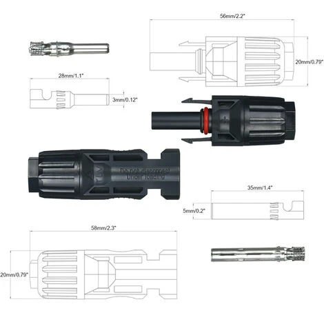 20 Paia Di Connettori Per Cavi Per Pannelli Solari Maschio/femmina Per Impianto Fotovoltaico 3 20 Paia Di Connettori Per Cavi Per Pannelli Solari Maschio/femmina Per Impianto Fotovoltaico - immagine 3