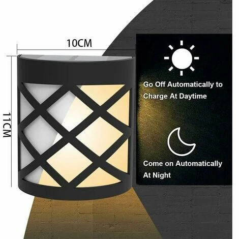 Applique Da Parete Per Esterni Ad Energia Solare, Applique Da Parete Per Esterni Con Illuminazione Solare, Luci Per Recinzione Impermeabili Wireless Per Portico, Garage, Set Di 2 Luci Per Clan Freddo 3 Applique Da Parete Per Esterni Ad Energia Solare, Applique Da Parete Per Esterni Con Illuminazione Solare, Luci Per Recinzione Impermeabili Wireless Per Portico, Garage, Set Di 2 Luci Per Clan Freddo - immagine 3