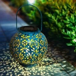 Lanterna Solare Decorativa Da Giardino Impermeabile Con Luce Solare Appesa Per La Decorazione Del Cortile Blu