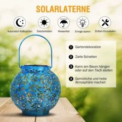 Lanterna Solare Decorativa Da Giardino Impermeabile Con Luce Solare Appesa Per La Decorazione Del Cortile Blu -Vendite VIDAXL || LEDVANCE || STEINEL 94558753 3