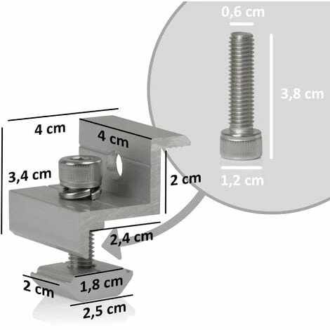 Zelsius Morsetto Terminale Universale In Alluminio Per Pannelli Solari, Connessione Per Pannelli Solari, Morsetto A Forma Di Z 2 Zelsius Morsetto Terminale Universale In Alluminio Per Pannelli Solari, Connessione Per Pannelli Solari, Morsetto A Forma Di Z - immagine 2