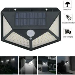 Trade Shop - Lampada Luce Faretto Faro Esterno Energia Solare 100 Led Sensore Movimento