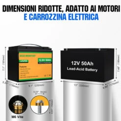 ECO-WORTHY Batteria Al Litio Ricaricabile 12V 50Ah LiFePO4 Con Ciclo Profondo 3000 Volte E Protezione BMS Per Camper, Barca, Solare, Eolico, Industriale E Sedia A Rotelle. -Vendite VIDAXL || LEDVANCE || STEINEL 95272691 3