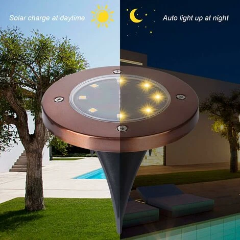LITZEE Solar Beacon Luce Solare Da Giardino, 8 LED 4 Confezioni Luce A LED Solare Luce Da Interro A LED Impermeabile Per Esterni, Illuminazione A Terra Solare Per Patio Cortile Percorso Decorazione Pe 2 LITZEE Solar Beacon Luce Solare Da Giardino, 8 LED 4 Confezioni Luce A LED Solare Luce Da Interro A LED Impermeabile Per Esterni, Illuminazione A Terra Solare Per Patio Cortile Percorso Decorazione Pe - immagine 2