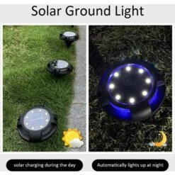 LITZEE Solar Beacon LED Solar Lawn Light, 8 LED 4 Pack Lampada Solare Da Giardino Impermeabile IP65 Prato Luce Decorativa Per Vialetto Giardino Terrazza Cortile Prato Bianco (Bianco Naturale+Blu) -Vendite VIDAXL || LEDVANCE || STEINEL 96300742 4