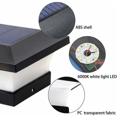 LITZEE Solar Beacon LED Solar Light Post Outdoor, Villa Wall Landscape Garden Light, Home Wall Lamp Light, Super Bright Pillars, For Garden Pathway Patio Yard Lawn Driveway Paths - Bianco 2 LITZEE Solar Beacon LED Solar Light Post Outdoor, Villa Wall Landscape Garden Light, Home Wall Lamp Light, Super Bright Pillars, For Garden Pathway Patio Yard Lawn Driveway Paths - Bianco - immagine 2